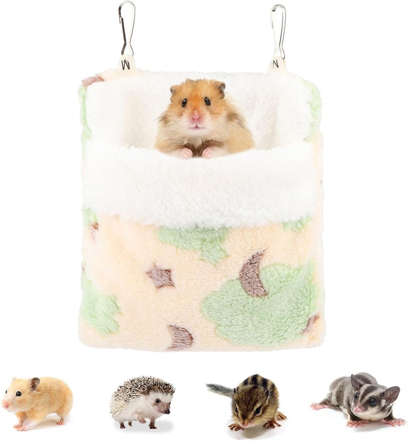 Reshiho Sugar Glider Sleeping Pouch Bag, Warm Hamster Hammock Pouch Sack Small Pet Hanging Bed for Hamster Rat Hedgehog Squirrel and Other Small Animal (Green) - Image 1